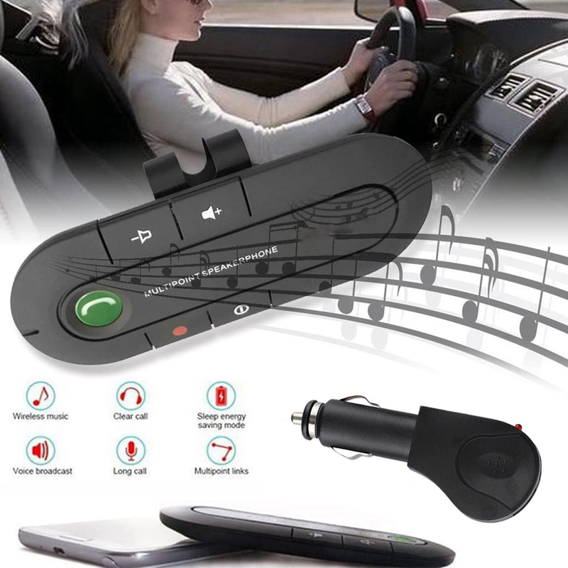 [Australia - AusPower] - Wireless Bluetooth Sun Visor Car Speakerphone with Charger - Handsfree Call Music Speaker Kit 