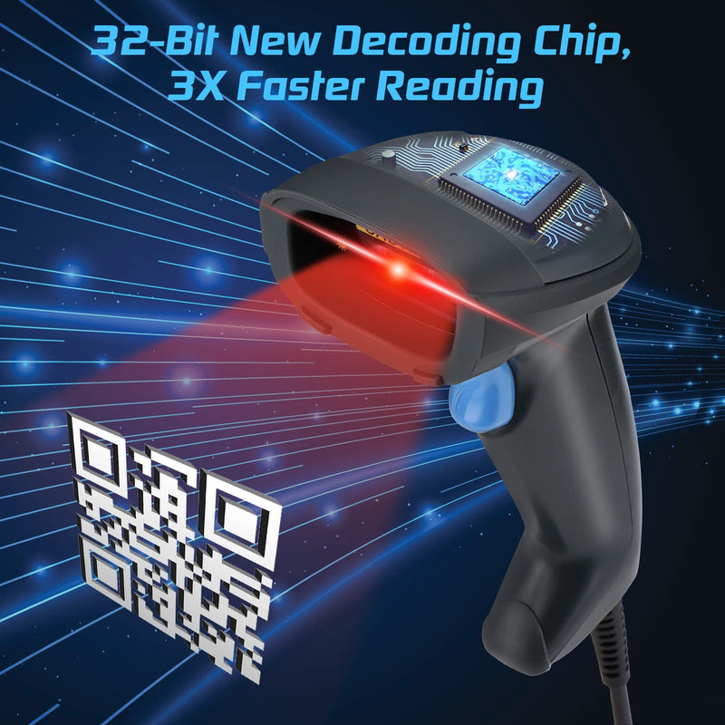 [Australia - AusPower] - OBZ 1D 2D Barcode Scanner with Stand, USB Wired Handheld QR Code Scanner Supports Screen Scan, Portable Automatic CMOS Image Bar Code Reader for Store, Library, Warehouse, POS and Computer Plug & Play USB handheld Scanner with Stand 