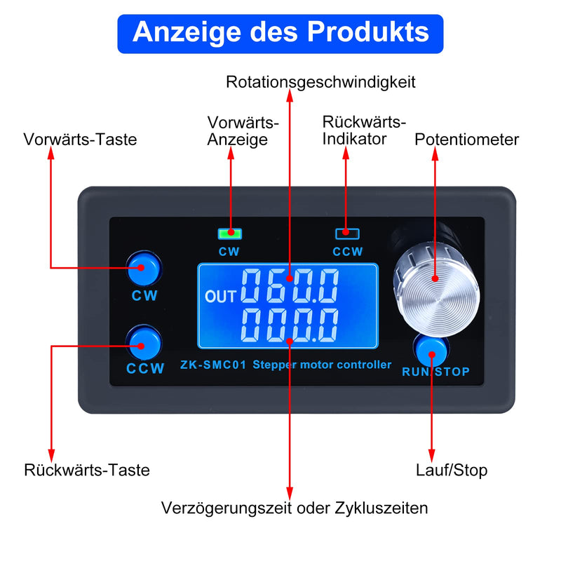 [Australia - AusPower] - DC 5-30V CNC Stepper Motor Controller, 1/128 Microstep Resolution Stepper Motor Control, Adjustable Forward and Reverse Delay Time, Adjustable Angle Speed, with Display 
