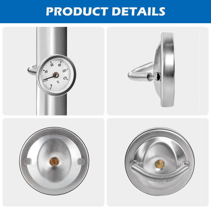 [Australia - AusPower] - Heating Pipe Thermometer, Pack of 3 Insertion Pointer Thermometer for Heating Systems and Boilers, 0-120°C 63 mm Pipe Thermometer, Industrial Pipe Thermometer 