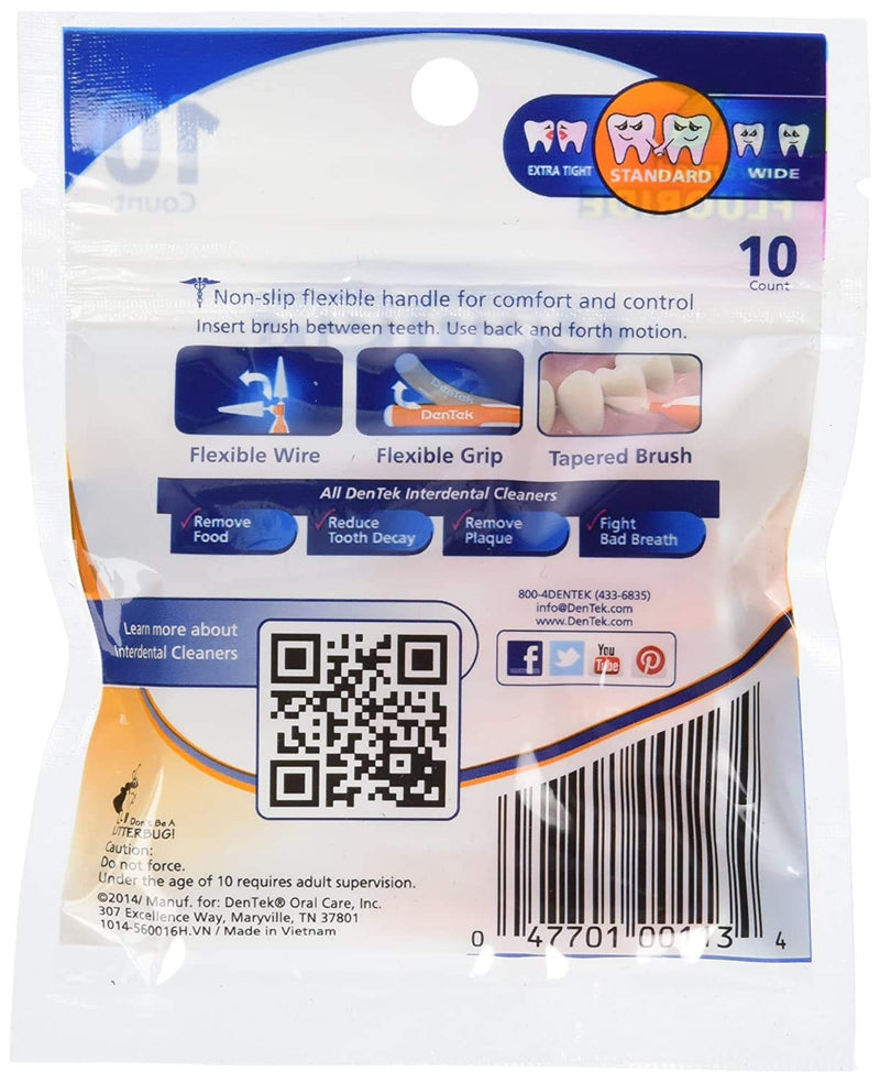 [Australia - AusPower] - DenTek Easy Brush Interdental Cleaners | Brushes Between Teeth | Standard | Mint Flavor | 10 Count (Pack of 6) 10 Count (Pack of 6) 