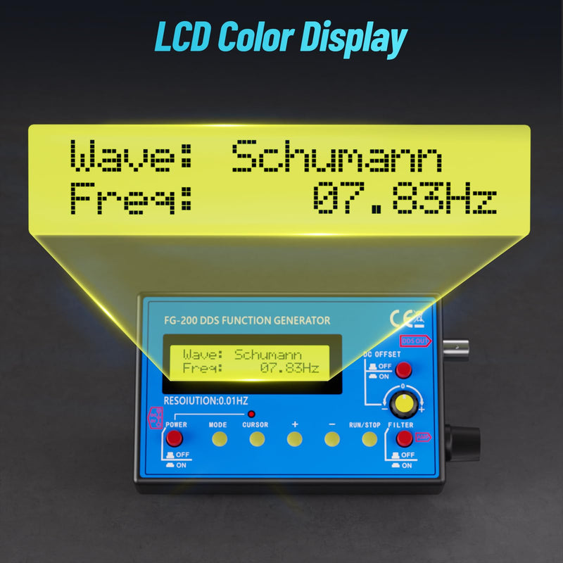 1Hz-500kHz DDS Signal Generator with Schumann Resonator, Portable Multifunction Waveform Generator with AC/DC Power, Ideal for Oscilloscope Calibration, Audio Testing, and Stress Relief