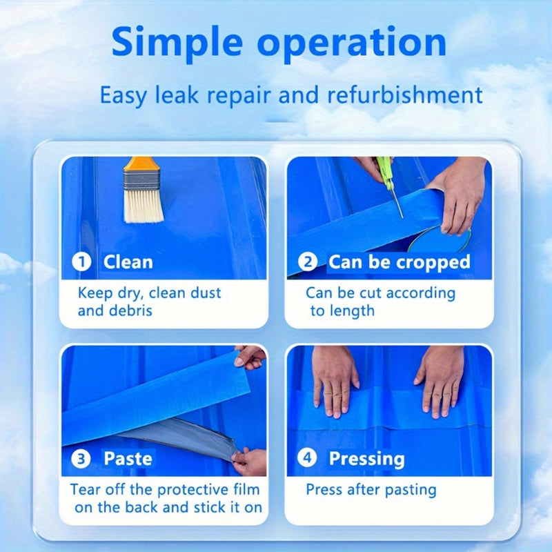 Waterproof Sealant Tape Self Adhesive Rubberized Asphalt Tape for RV Roof Metal Roof Corrugated Roof Leak Repair UV Resistant Heavy Duty Waterproofing Membrane(Blue, 7.874in*196.85in) Blue