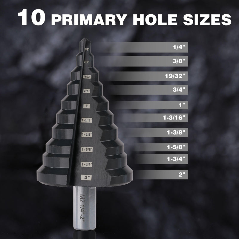 1/4 to 2 Inches M2 HSS Step Drill Bit, Large Unibit for Cutting Holes on Stainless Steel, Metal, Wood & Plastic (2") 2 in