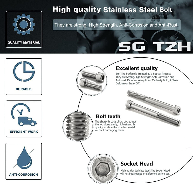 [Australia - AusPower] - 1/4-20 x 2-1/2" Socket Head Cap Screws Bolts, 20Pcs 304 Stainless Steel 18-8, Allen Socket Hex Drive, Partially Threaded, Bright Finish by SG TZH(with Hex Spanner) 20 1/4-20 x 2-1/2" 