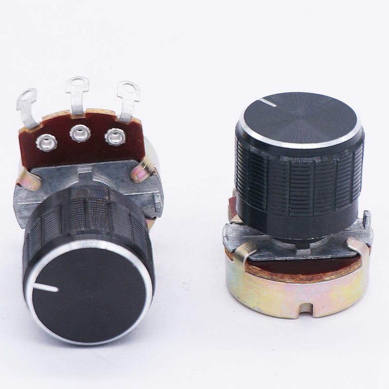 [Australia - AusPower] - TWTADE / 3pcs wh138 100 ohm Potentiometer Single Turn Rotary Linear Variable Potentiometer +3pcs black Aluminum alloy knob 