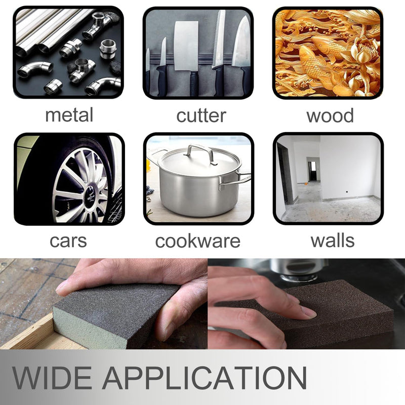 [Australia - AusPower] - 12Pcs Sanding Sponge 60/80/120/180/220 Grit Coarse Medium Fine Sanding Blocks for Drywall Metal Wood Washable and Reusable 