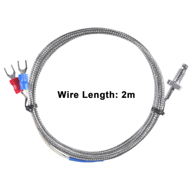 [Australia - AusPower] - Alinan 2pcs 2M/Approx 6.6Ft K-Type M6 Screw Temperature Sensor Probe Two Wire Temperature Controller(0~400℃) Stainless Steel Thermocouple 2M M6 K-Type 