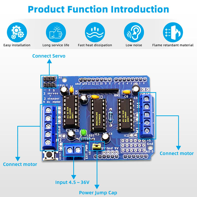 [Australia - AusPower] - 4Pack L293D Stepper Motor? DC Motor Drive Shield Stepper Motor Drive Shield Expansion Board Compatible with Arduino 