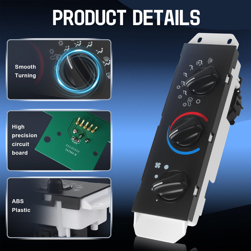 A/C Heater Control Panel with Blower Motor Switch Compatible with 1999-2004 Jeep Wrangler TJ, Climate Control Module Replace 55037473AB, BL101, HS-373