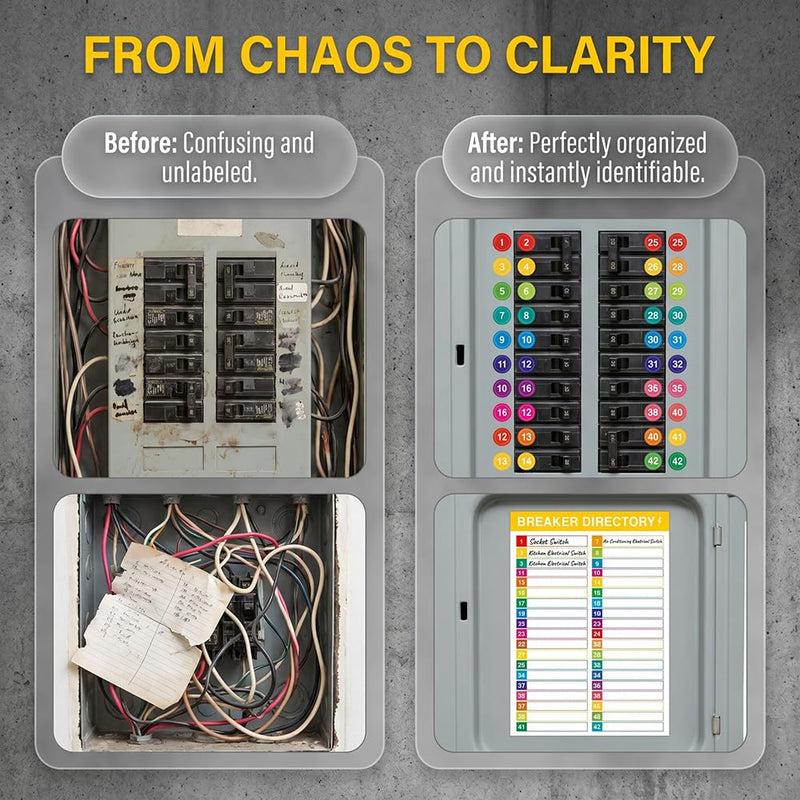 10 Sheets Breaker Panel Labels Electrical Box Sticker Numbers Breaker Panel Labels Electrical Sticker Number Catalog Load Center Adhesive Waterproof Reusable（Colorful） Colorful