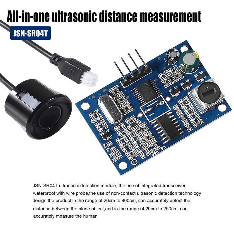 [Australia - AusPower] - 1pcs JSN-SR04T Ultrasonic Distance Sensor,Measuring Ranging Transducer Module Ultrasonic Module 5V DC Waterproof Measuring Transducer Module with 2.5M Probe Cable 1 