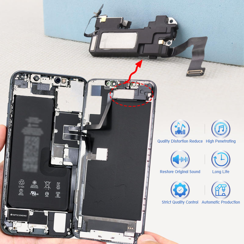 [Australia - AusPower] - Earpiece Speaker for iPhone 12 Ear Speaker Replacement for iPhone 12 Pro Speaker Replacement Light Proximity Sensor Flex Cable Earphone Speaker Assembly with Repair Tools Black-12/12 PRO 