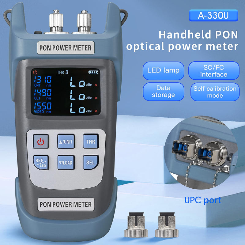 [Australia - AusPower] - Fiber Optic PON Optical Power Meter A-330U SCUPC FCUPC Interface PON Network Tester 1310nm 1490nm 1550nm Fiber Network Tester PON Optical Power Meter Testing Tool 