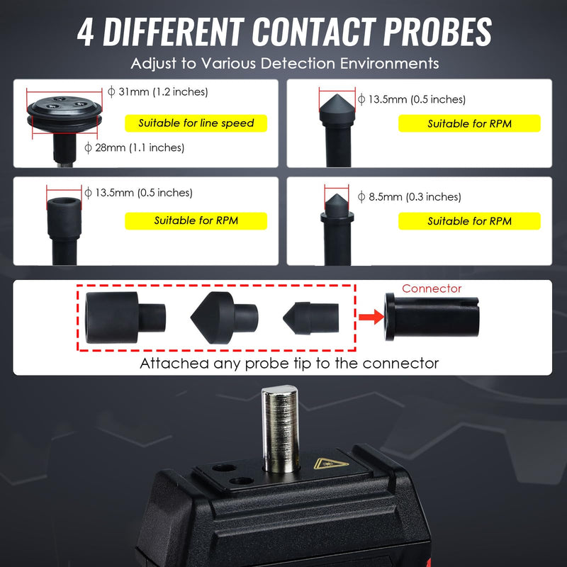 [Australia - AusPower] - Dual-Mode Digital Tachometer RPM Gauge Contact & Non-Contact Handheld Tach Meter with Backlit LCD, MAX/MIN Hold, 3-99999RPM + 10Pcs Reflective Tape for Laser Photo Speed Tester 
