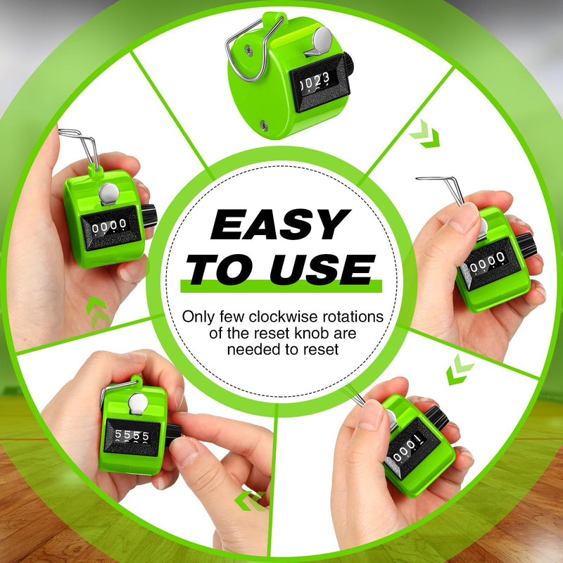 [Australia - AusPower] - Copkim 12 Pcs Clicker Counter, ABS Hand Tally Counter, 4 Digit Number Clickers Metal Hand Counters for School Coaching, Scoring, Stadium, Tasbih Counters, Stitch Counte for Crocheting Bright 