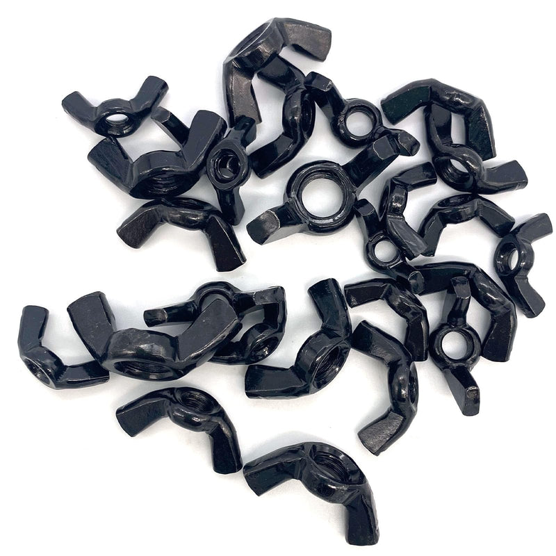 [Australia - AusPower] - 26 Pcs 4 Sizes 3/16",1/4",5/16",3/8" Wingnuts, Quality Carbon Steel Wing Nuts Black Zinc Plated Fasteners Parts Butterfly Nut, Hand Twist Tighten Hardware Nuts Butterfly Wing-Nut Assorted Kit 4 Sizes-26 Pcs-Black 