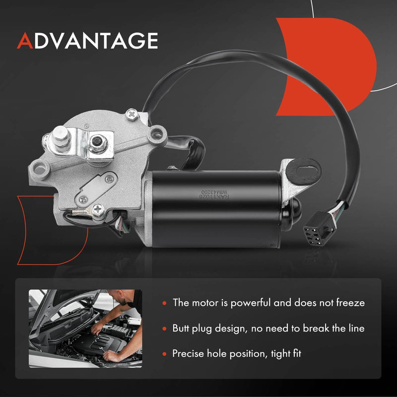 A-Premium Front Windshield Wiper Motor Compatible with Jeep YJ Series Wrangler 1987 1988 1989 1990 1991 1992 1993 1994 1995 Sport Utility, 5-Pin, Replace# 56030005, 849100-2178