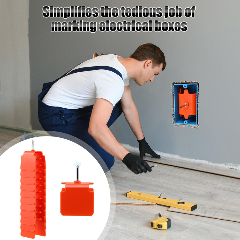 Dreyoo 12 Pack Drywall Outlet Marker with Metal Tip, No Measuring Needed Electrical Box Locator Tool, Blind Mark Drywall Cutout Tool for Single Gang Outlet Boxes, Wire Protection (Orange) Orange
