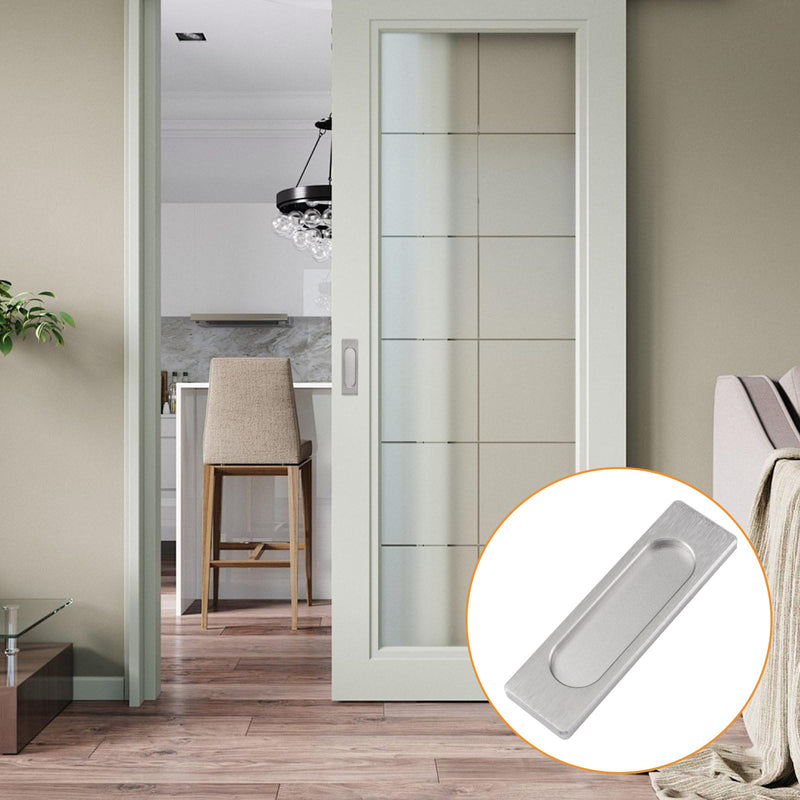 MOROBOR Self-Stick Rectangular Sliding Door Pulls, 6pcs Aluminum Alloy Flush Pull Punch-Free Handle for Sliding Barn Door Windows Cabinets (Brushed Steel, 100mm) Brushed Steel-6PCS