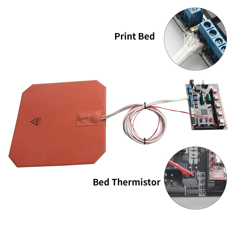 [Australia - AusPower] - FYSETC Anycubi i3Mega Silicone Heater Pad - 12V 200W Heated Bedplate 218x218mm: Heater Bed Mat Built-in NTC100K Thermistor Compatible 3D Printer Mega S/Pro AnetA8 A6 Aluminum Build Plate Platform 