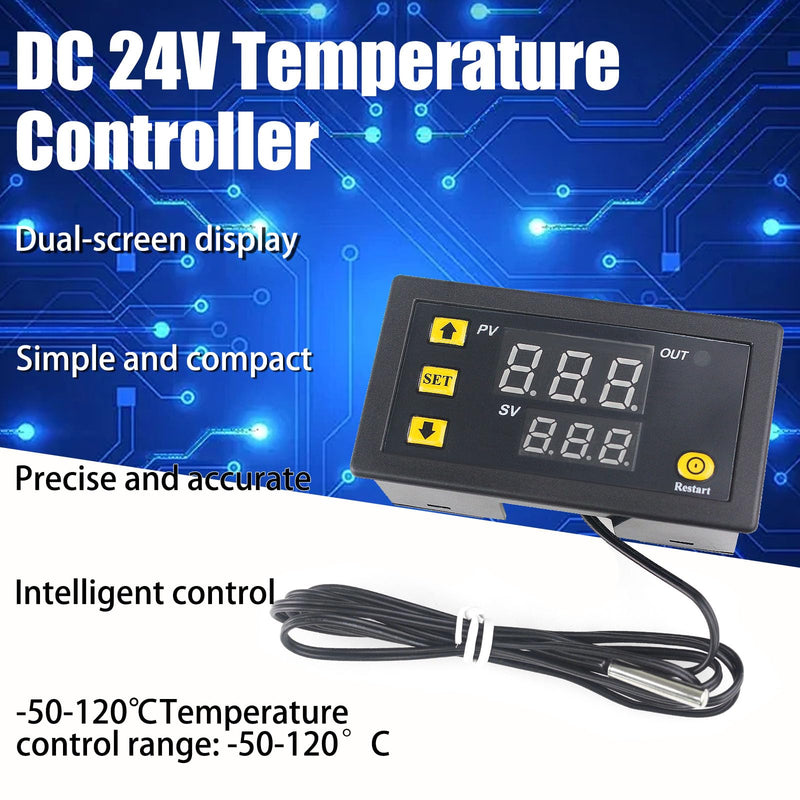 [Australia - AusPower] - Digital Temperature, Dual-Color LED Display, 0.1℃ Precision, Waterproof NTC Probe, Mini Controller Thermostat Sensor AC 110-220V for Automotive, RV, Greenhouse, Home Brewing 220 Volts 