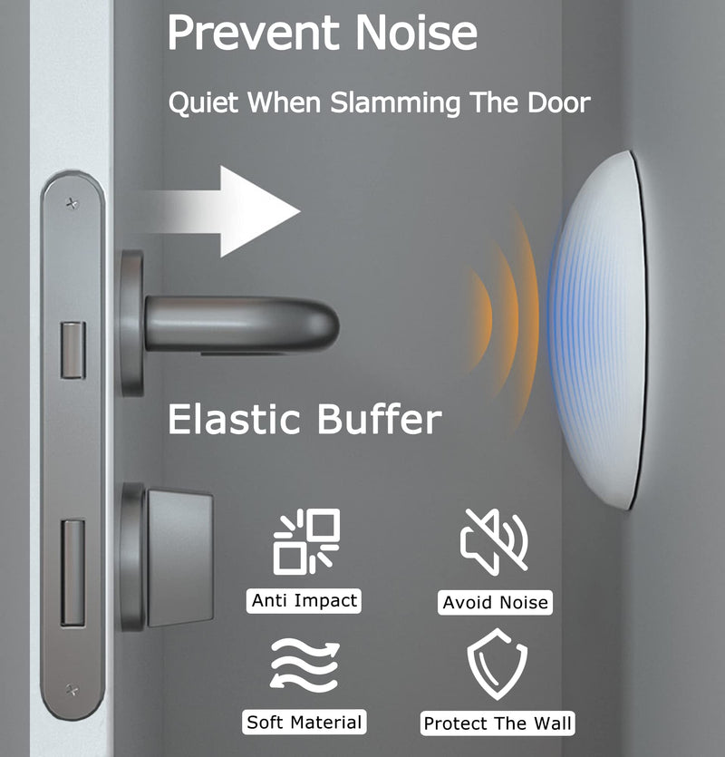 [Australia - AusPower] - XoYoZo Door Stoppers Wall Protector Buffer Guard Doorknob Door Handle Bumper Self Adhesive Silencer Soft Rubber Crash Pad for Home Office Round-White 
