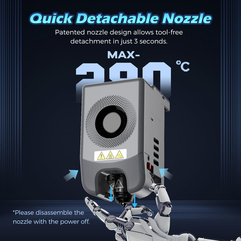 FLASHFORGE Adventurer 5M Pro Nozzle, 0.25mm 280℃ High Flow 32mm³/s Nozzle for Stable High-Speed Printing, Adventurer 5M Hotend, 3S Quick-Detachable Nozzle 0.25 mm