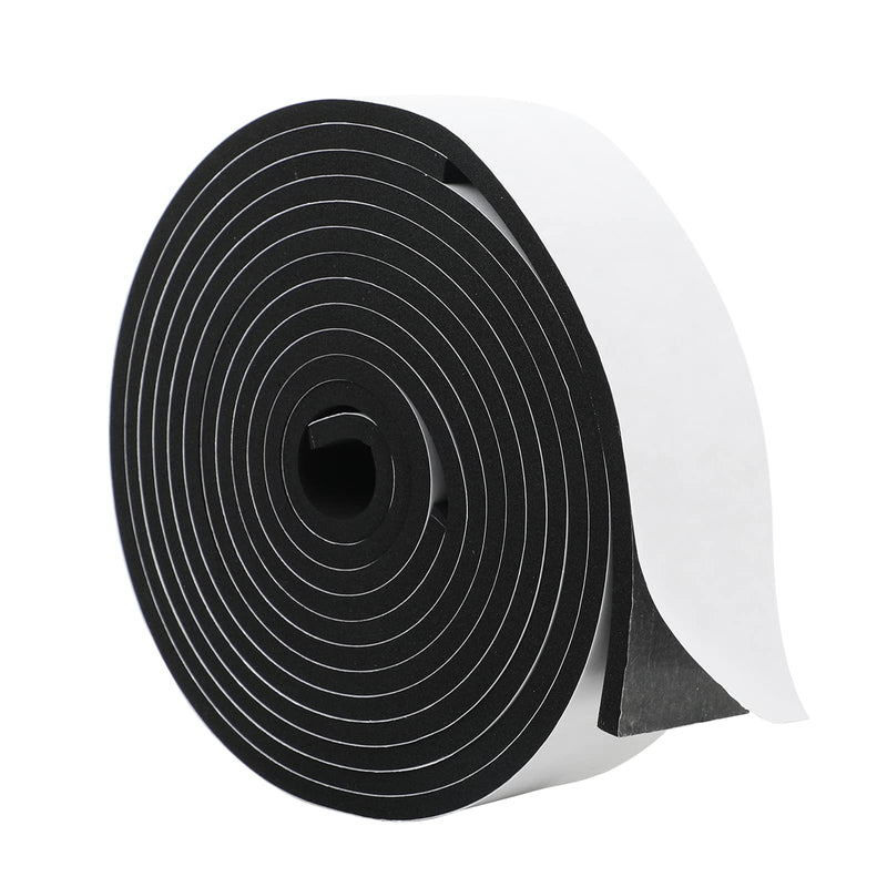 MAGZO Weather Stripping Door Seal, 2 Inch Wide X 1/4 Inch Thick Adhesive Foam Tape Soundproof Weatherstripping for Windows, 2 Rolls Total 13FT Black 2in * 1/4in * 13FT