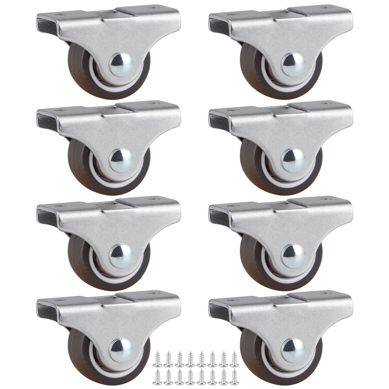 [Australia - AusPower] - Skelang 8-Pack Rigid Caster 1", Low Profile Caster Wheel, Top Plate Fixed Caster for Trundle Bed, Cabinet, Drawer, Total Load Capacity 212Lbs 
