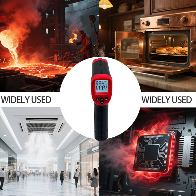 [Australia - AusPower] - Digital Infrared Thermometer Gun for Cooking,-58 to 1112 °F Laser Temperature Gun with Adjustable Emissivity&MAX&MIN,IR Thermometer for Pizza,Oven,Grill,Kitchen,BBQ,Meat,Food,Griddle (not for Human) 