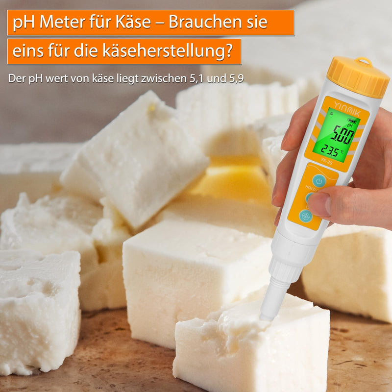 [Australia - AusPower] - YINMIK pH Meter for Food and Water, Precise Digital pH Meter for Meat, Cheese, Sauerkraut, Bread, Hot Sauce, Kombucha and Pool, Food pH Meter with LCD Display and ATC Function 