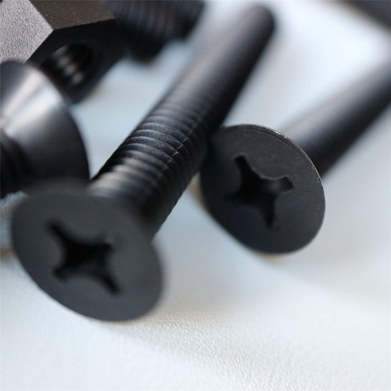 [Australia - AusPower] - 20 x Black Countersunk Screws Polypropylene (PP) Plastic Nuts and Bolts, Washers, M6 x 40mm, Anti-Corrosion, Chemical Resistant, (15/64 x 1 37/64 in) 
