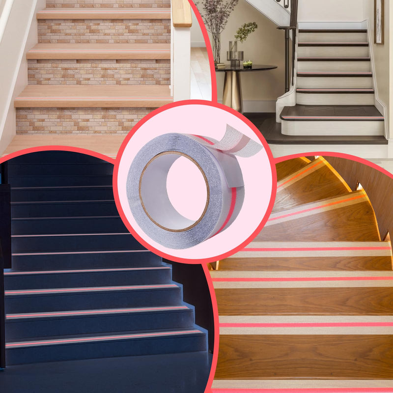 XURI Non Slip Tape Waterproof Clear Tapes 4Inch x 16.4Ft, Red Anti Slip Glow in The Dark Tape - Best Grip, Friction, Abrasive Adhesive for Stairs, Tread Step, Indoor, Outdoor