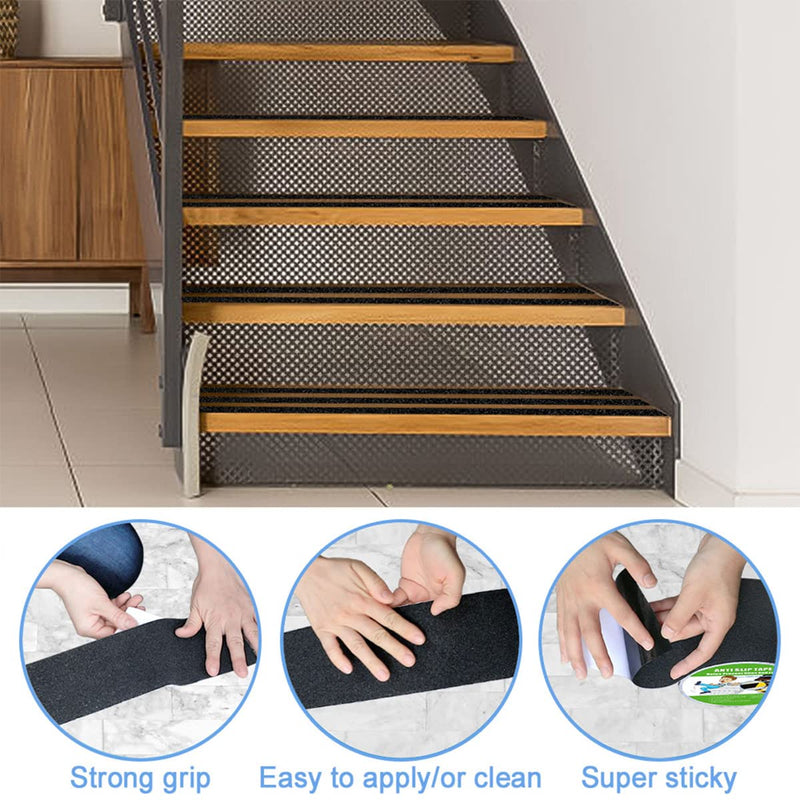 Yorwe Anti Slip Tape, High Traction,Strong Grip Abrasive, Not Easy Leaving Adhesive Residue, Indoor & Outdoor (2" Width x 190" Long, Brown) 2" Width x 190" Long