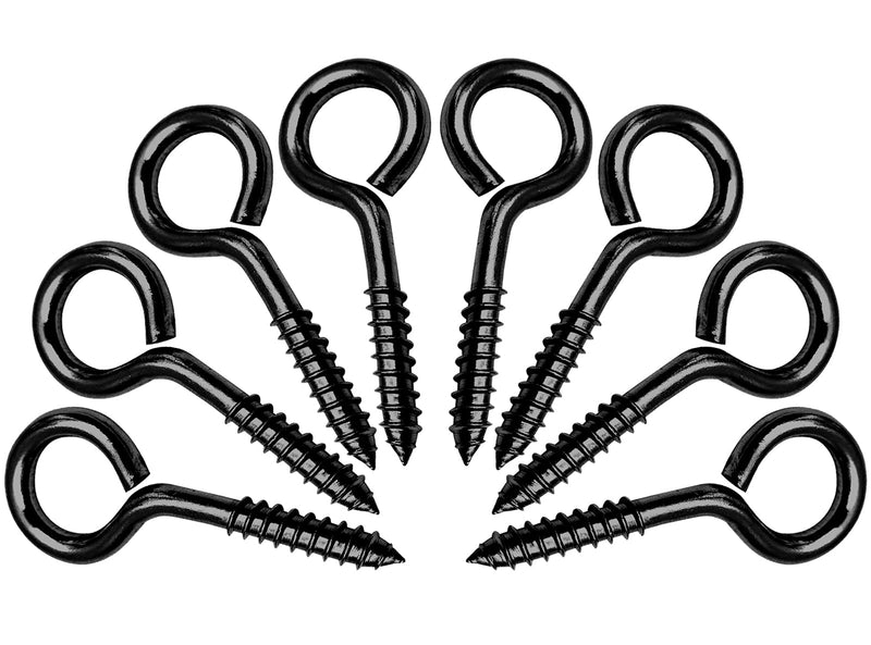 [Australia - AusPower] - 5 Inch Stainless Steel Screw Eyes, 8 Pack Eye Bolt Lag Screw, Black Eye Hooks Screw for Wood, Self Tapping Eyelet Screws Eye Bolts, Securing Cables Wires, Sturdy Hanging Hooks for Indoor & Outdoor 
