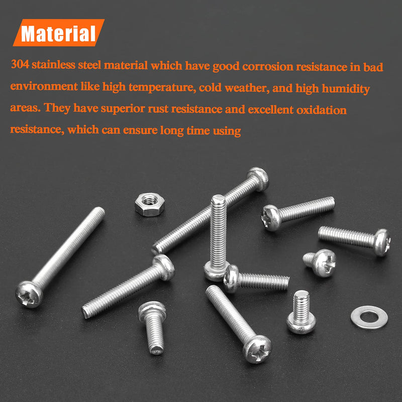 [Australia - AusPower] - 100 Pieces M3 x 8mm, Thread Pitch 0.5mm, 304 Stainless Steel (18-8) Phillips Pan Head Machine Screws, Fully Threaded 