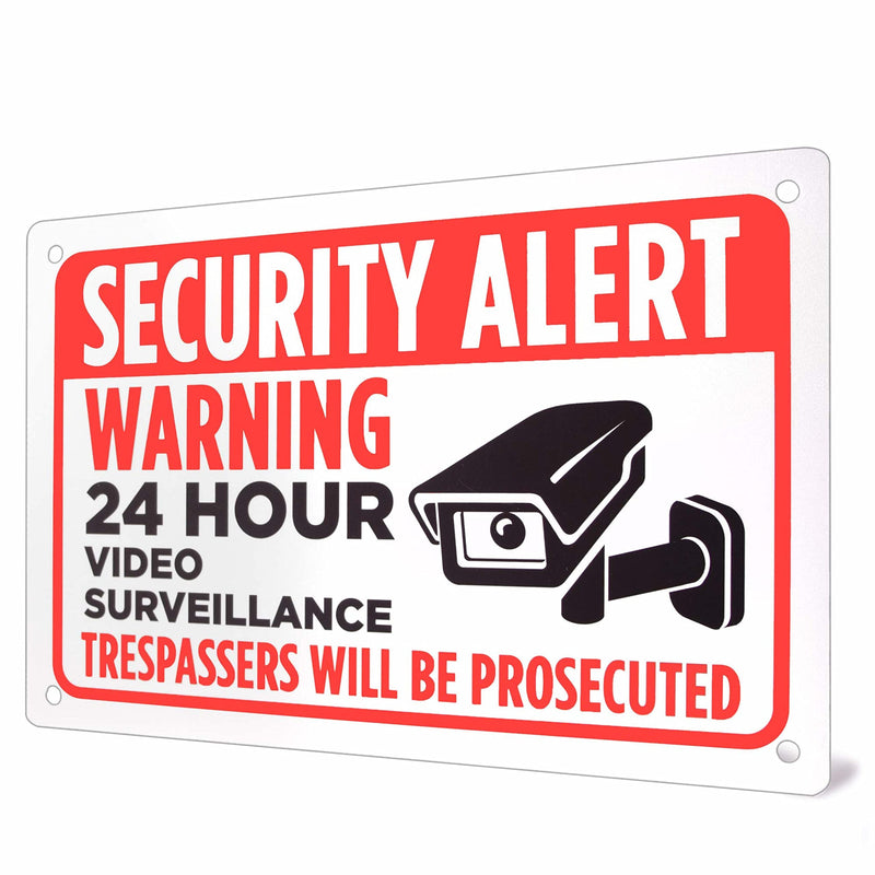 Security Alert Sign – 18" x 12" Aluminum Warning Sign – Security Video For Parking Lots, Prive Driveways, & Businesses by Bolthead Industrial