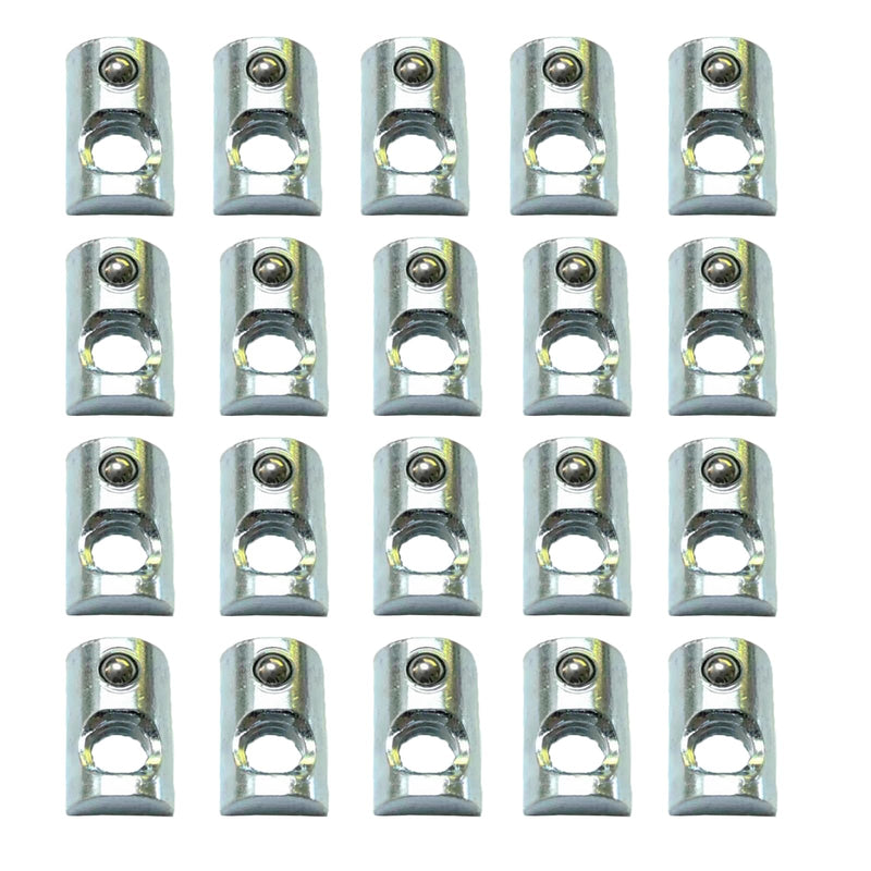 [Australia - AusPower] - 20 Packs 1/4-20 Threaded Steel Roll in T-Nut with Ball Spring, T Slot Accessories for Aluminum Extrusion Profile Rail 1/4"-20 
