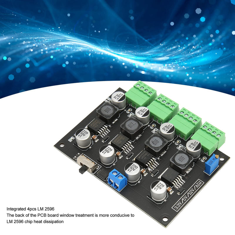 [Australia - AusPower] - Multi Channel Power Supply Module 3.3V 5V 12V ADJ Voltage Output Power Module 4 LM 2596 Instrument PCB Board 