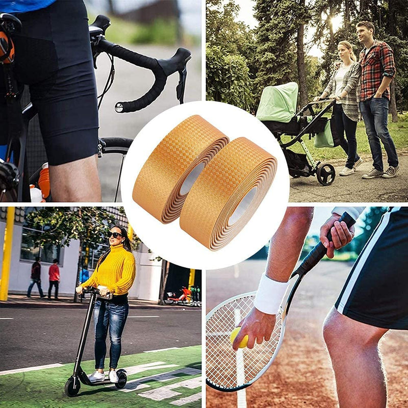 XhuangTech EVA Road Bike Handlebar Tapes, Bicycle Bar Tape, Cycling Handle Wraps (Gold) Gold