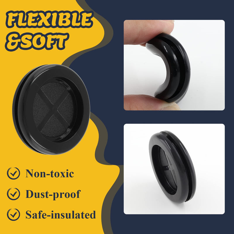 [Australia - AusPower] - 6pcs 1-3/16" ID 1-3/8" Drill Hole Rubber Grommets, Firewall Hole Plug Wire Protection, Double-Sided Round Hole Grommet Kit (Black) 1-3/16" ID 1-3/8" 