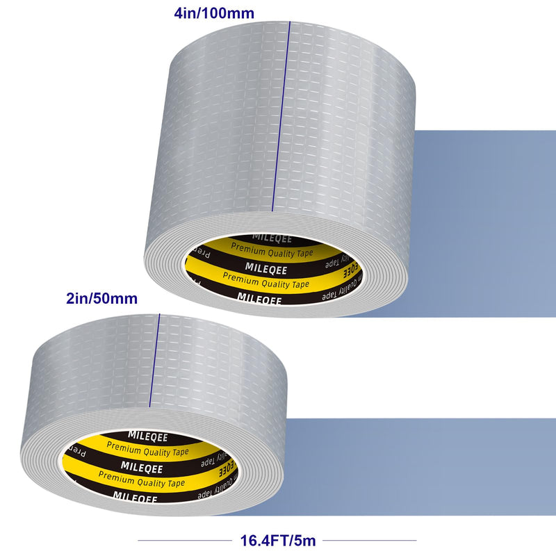 Butyl Sealant Tape Waterproof Aluminum Foil, Joist Tape for Decking 4 Inch, Super Sticky, Repair Roof Leak, Sealing Awning Crack, Patching Deck Flashing, All Weather Permanent 16.4FT Silver 4 Inch x 16.4 Feet