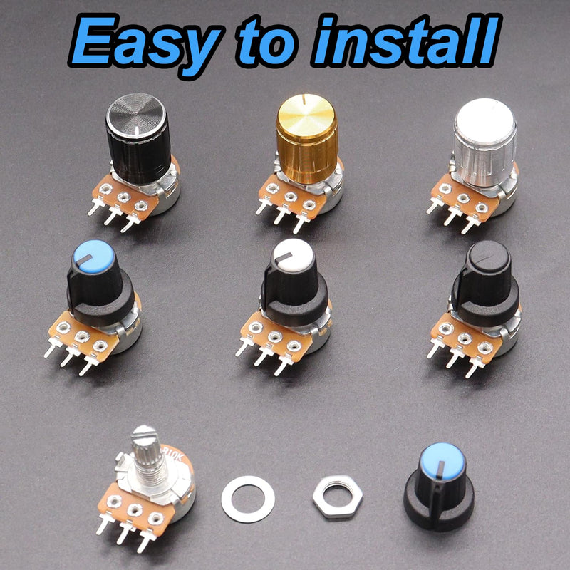 [Australia - AusPower] - TWTADE 64PCS Potentiometer Kit WH148 B5K B10K B20K B50K B100K Ohm Linear Rotary Potentiometer with Plastic Knobs,Aluminum Alloy Knobs,nuts and washers H-023 