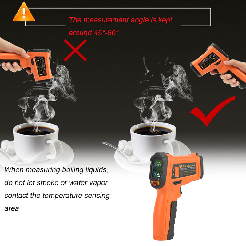 [Australia - AusPower] - Infrared Thermometer Gun, Touchless Thermometer PM6530D High Precision NO Contact Digital Laser Thermometer Gun -50C~800℃/ -58~1472 ℉ (1PC) for Cooking, Oven and Meat orange+black 