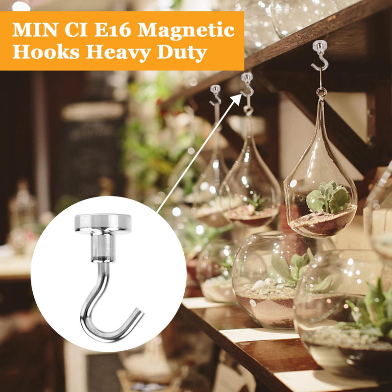 [Australia - AusPower] - 18Pcs Magnetic Hooks, 25lbs Strong Magnetic Hooks Heavy Duty, Key Holder Neodymium Magnet Hooks, Wall Magnetic Hooks for Hanging Refrigerator Kitchen Door Cruise Garage Ceiling Tool Storage E16mm_18p 