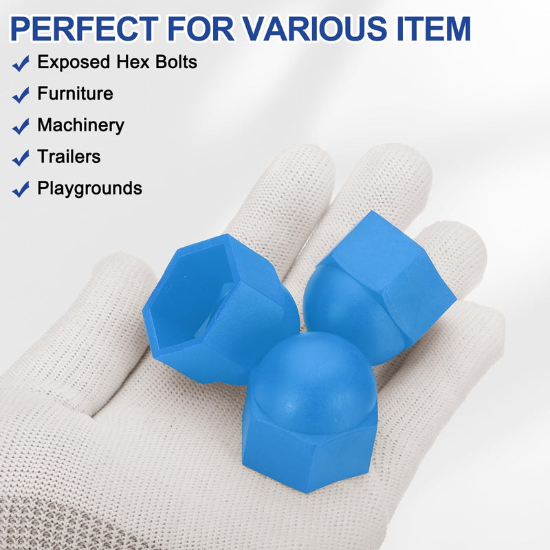 [Australia - AusPower] - PATIKIL 50 Pcs Hex Nut Cover, M18x27x32mm Nylon Screws Bolt Covers Caps Dome Acorn Hex Head Bolt Protection Cap for Screws Nut, Blue 