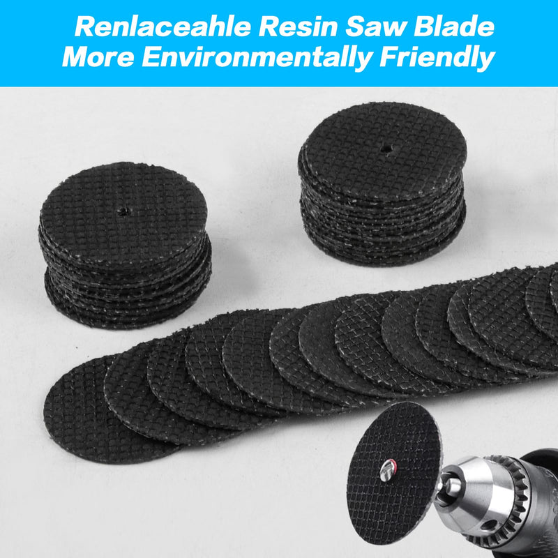 [Australia - AusPower] - Pack of 60 Cutting Discs Compatible with Dremel Accessories, 32 mm Cutting Disc for Rotary Tool Accessories, Cutting Disc Set for Metal Steel and More, Cutting Wheels with 6 Pieces 3 mm Mandrels 