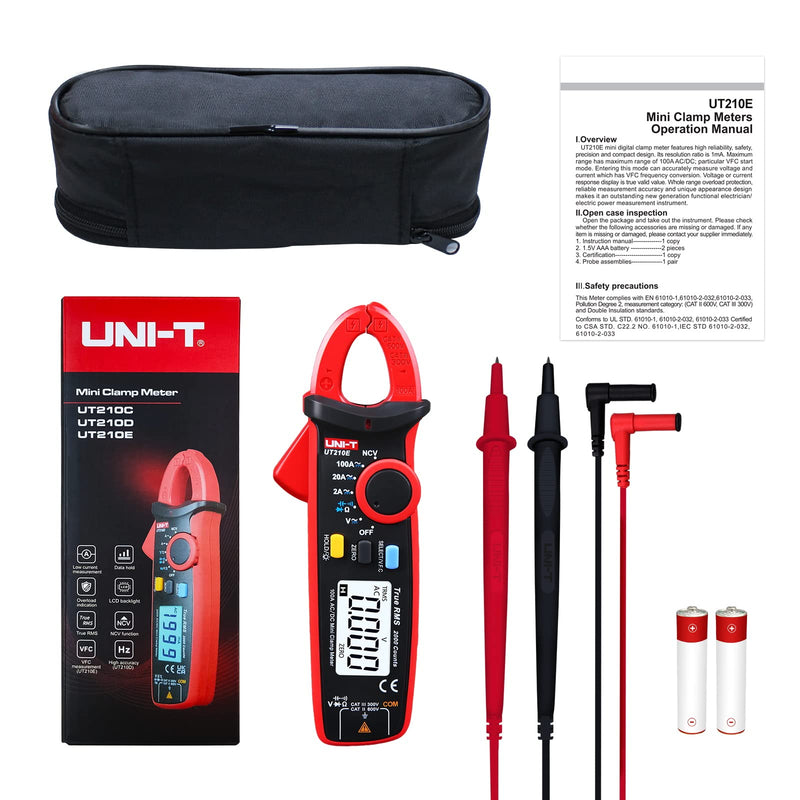 [Australia - AusPower] - UNI-T UT210e Digital Clamp Meter AC DC Amp Meter Clamp Multimeter True RMS 2000 Counts Voltmeter Continuity Tester Capacitor HVAC Tool Multi Tester UT210e clamp meter (ac/dc) 