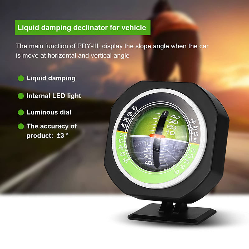 [Australia - AusPower] - Auto Inclinomètre d'angle d'équilibreur d'angle de voiture à LED lumineux extérieur Inclinomètre, inclinomètre d'angle d'inclinaison lumineux de 8 x 5.2 3.7 cm pour la conduite de nuitinclinometre ca 